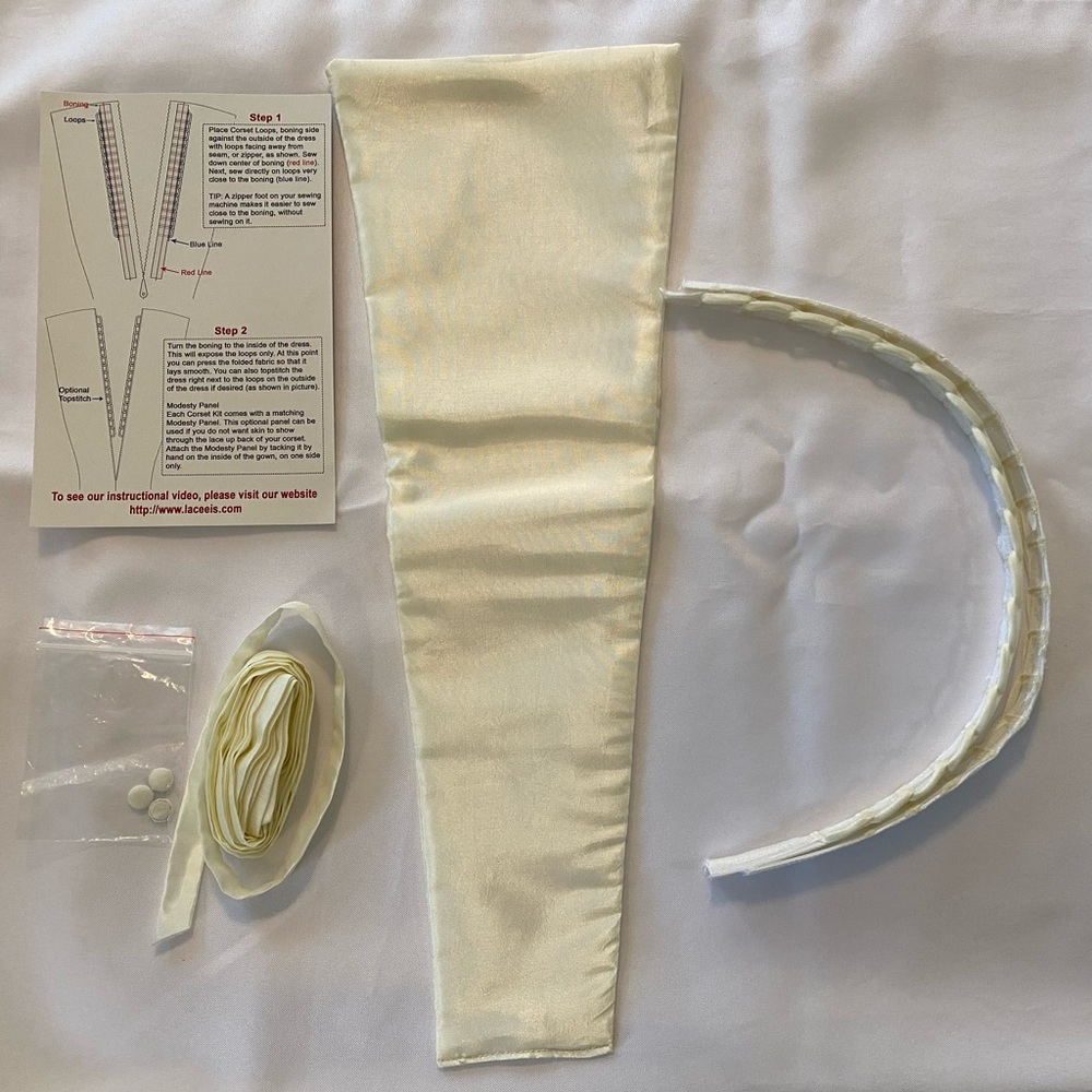 Ivory, bridal corset conversation kit & material